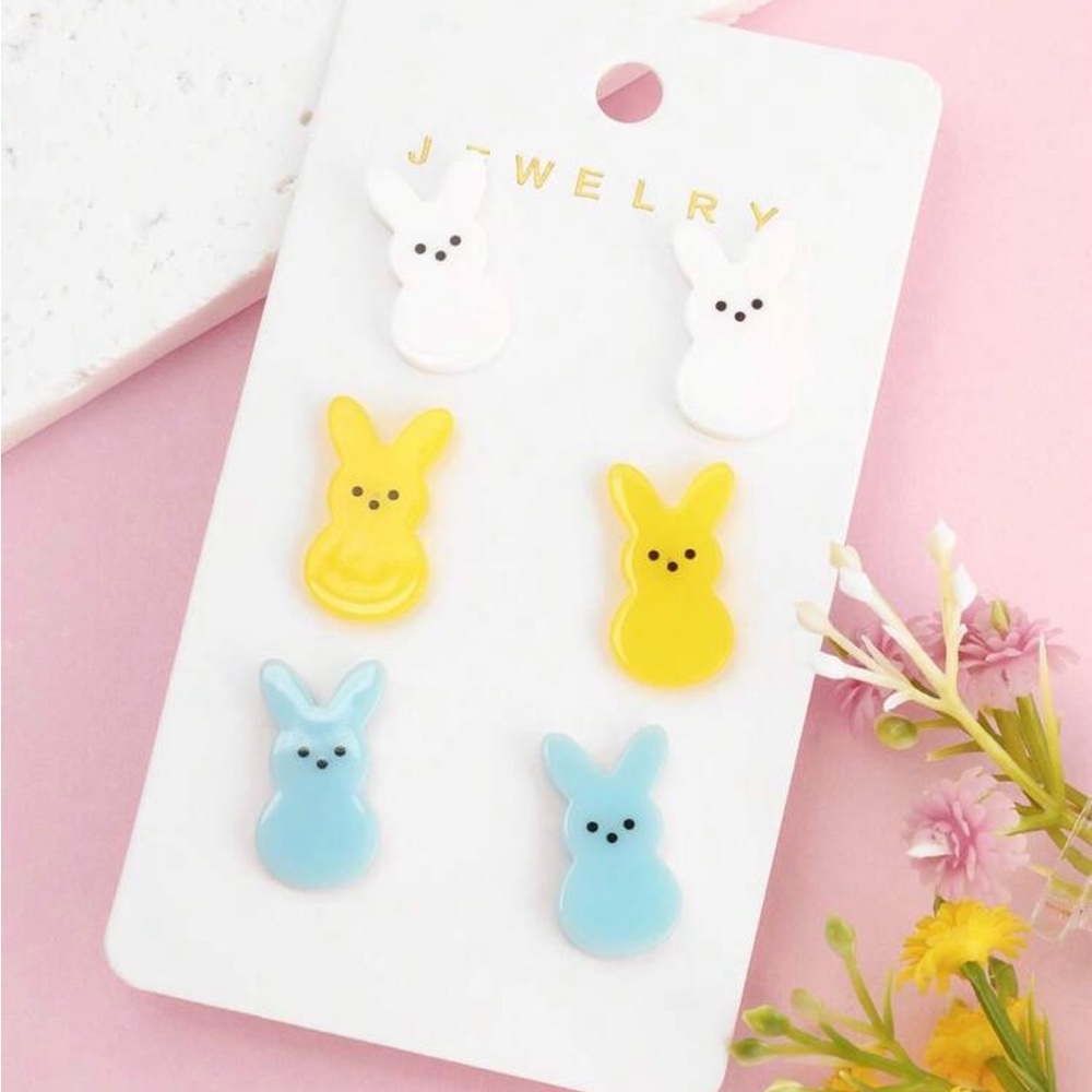 Easter Peeps Bunny Stud Earrings Set